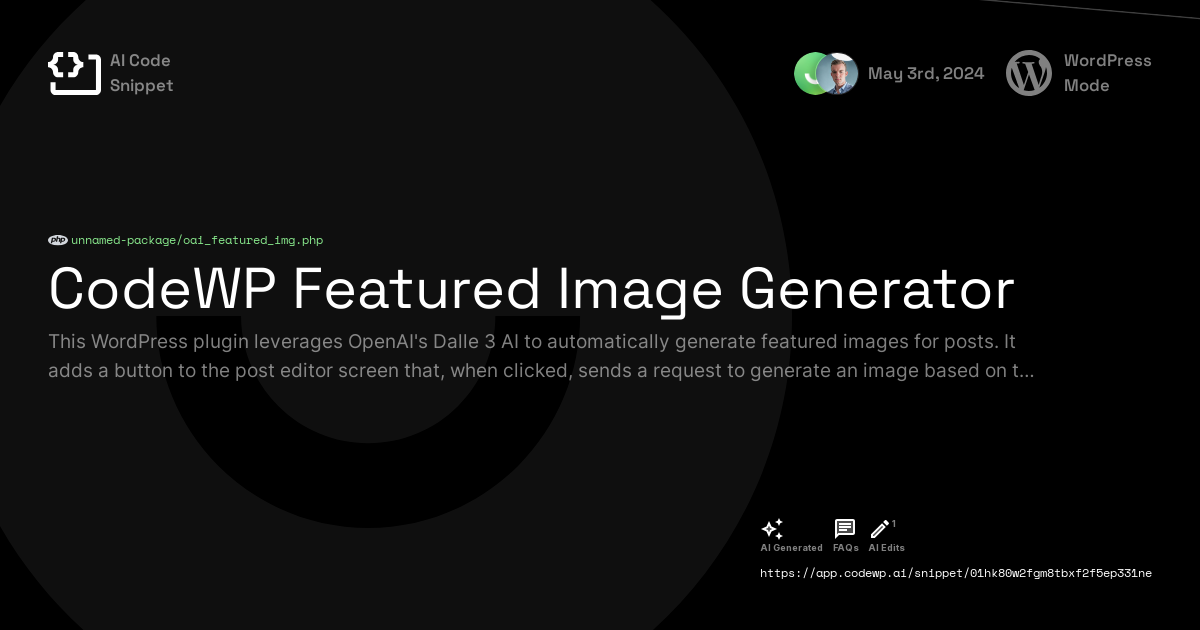 CodeWP Featured Image Generator