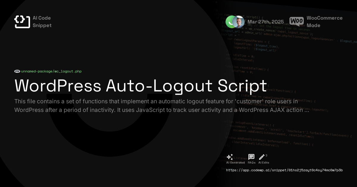 WordPress Auto-Logout Script